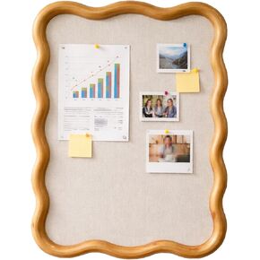 Wavy Linen Cork Memo Board, 17.7" x 23.6", Wood Frame, Decorative Pin Display Bulletin Boards for Walls, Home Office Kitchen (Natural) in Saudi Arabia