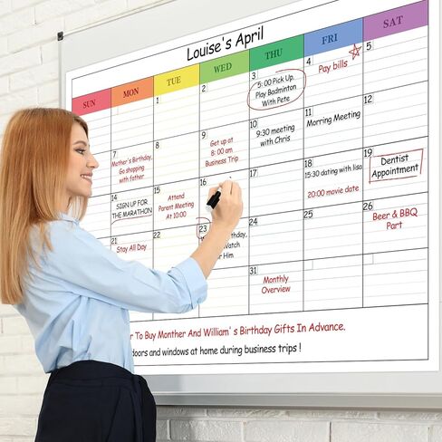 تقويم مسح جاف كبير من DERAYEE مقاس 33 بوصة × 25 بوصة للجدار، ملصق مصفح عملاق للمخطط الشهري المحدث مقاس 11.5 سم × 8.9 سم، مساحة ملاحظة للمنزل والمكتب والفصول الدراسية in Kuwait
