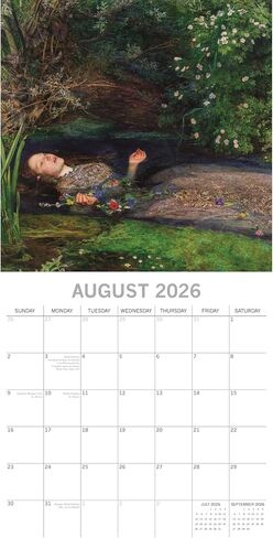 The Gifted Stationery 2026 Square Wall Calendar, Pre-Raphaelites, 16-Month Arts & Antiques Theme Hanging Calendar with 180 Reminder Stickers, Month Planner for Home or Creative Spaces, 12x12 In in Kuwait