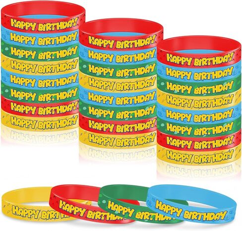 24 Pcs Cartoon Animation Party Favors Happy Birthday Bracelet Decorations 6 Styles Silicone Wristband Bulk for Cartoon Theme Birthday Party Supplies in Kuwait