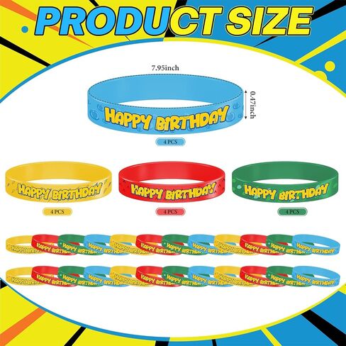 24 Pcs Cartoon Animation Party Favors Happy Birthday Bracelet Decorations 6 Styles Silicone Wristband Bulk for Cartoon Theme Birthday Party Supplies in Kuwait