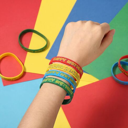 24 Pcs Cartoon Animation Party Favors Happy Birthday Bracelet Decorations 6 Styles Silicone Wristband Bulk for Cartoon Theme Birthday Party Supplies in Kuwait