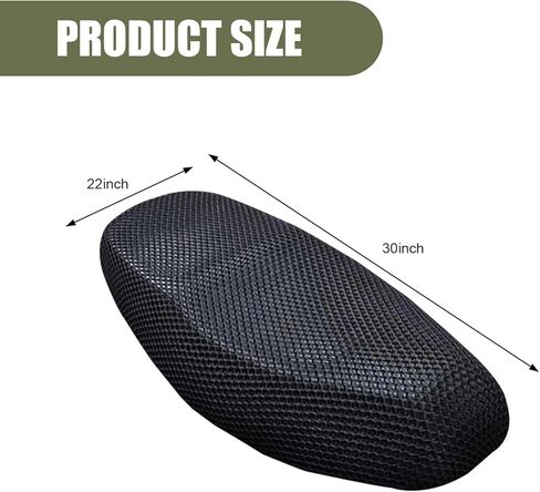 Motorcycle Seat Cover, Heat-insulating Double-sided Mesh Holes Breathable Burn-resistant Honeycomb Mesh Motorcycle Seat Pad, Detachable & Washable Summer Essential Accessory (Black) in Kuwait