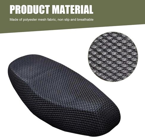 Motorcycle Seat Cover, Heat-insulating Double-sided Mesh Holes Breathable Burn-resistant Honeycomb Mesh Motorcycle Seat Pad, Detachable & Washable Summer Essential Accessory (Black) in Kuwait