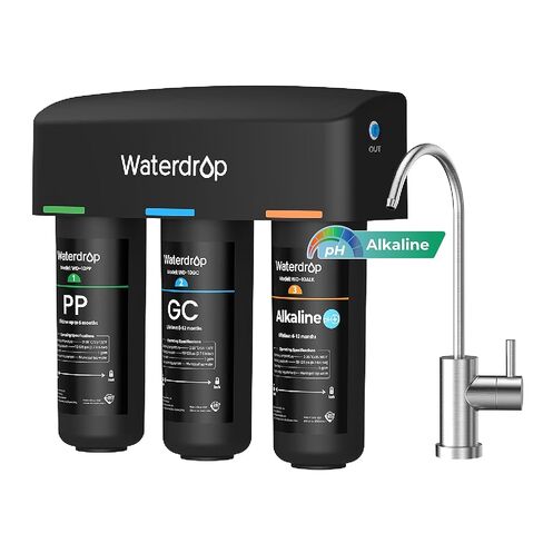 Waterdrop TSB-ALK 8 Layer High Capacity Slightly Alkaline Under Sink Water Filter, Reduces PFAS, PFOA/PFOS, Fluoride, Chlorine, Bad Taste & Odor, with Dedicated Faucet, Under Sink Water Filter in Saudi Arabia