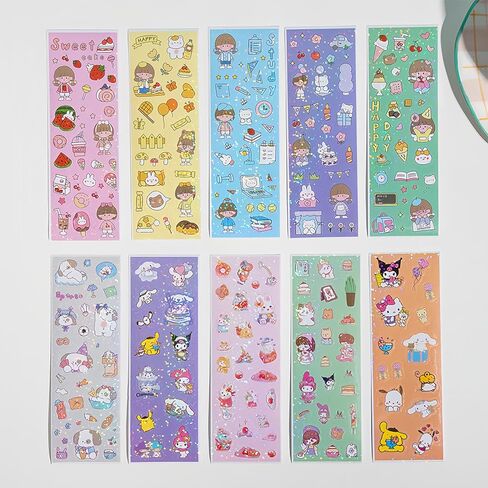 50 Sheets Kawaii Korean Style Decorative Sticker Set for Photocards, Journaling, Scrapbooking, and Aesthetic Crafts in Kuwait