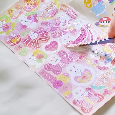 50 Sheets Kawaii Korean Style Decorative Sticker Set for Photocards, Journaling, Scrapbooking, and Aesthetic Crafts in Kuwait