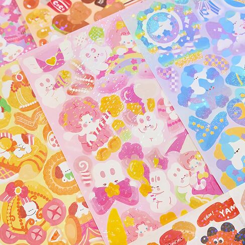 50 Sheets Kawaii Korean Style Decorative Sticker Set for Photocards, Journaling, Scrapbooking, and Aesthetic Crafts in Kuwait