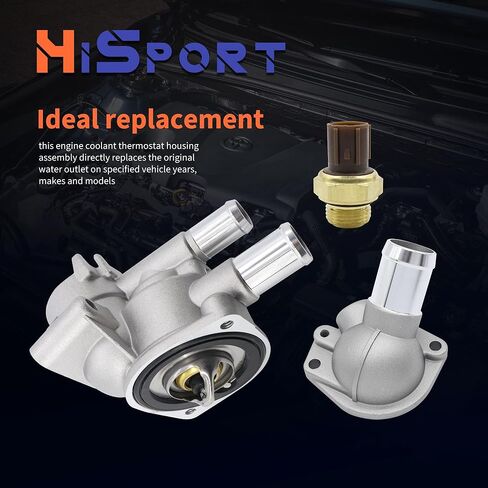 HiSport 19311-P2A-000 19320-P2A-000 Thermostat Housing Cover Water Outlet Thermostat & Sensor Compatible with Honda Civic 1.6L 1996-2000 Replaces 37760-P000-003 19301 in Kuwait