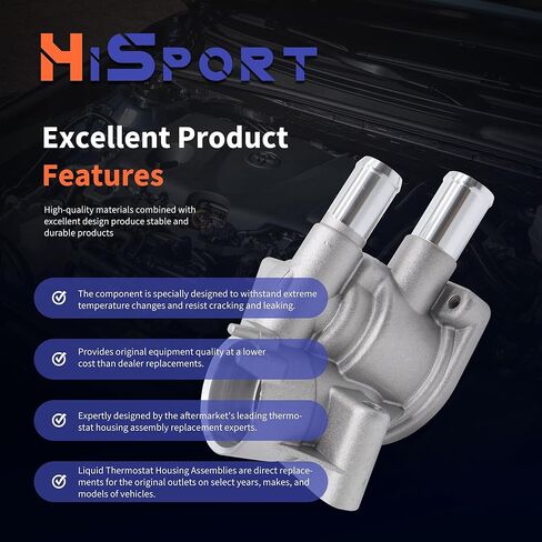 HiSport 19311-P2A-000 19320-P2A-000 Thermostat Housing Cover Water Outlet Thermostat & Sensor Compatible with Honda Civic 1.6L 1996-2000 Replaces 37760-P000-003 19301 in Kuwait