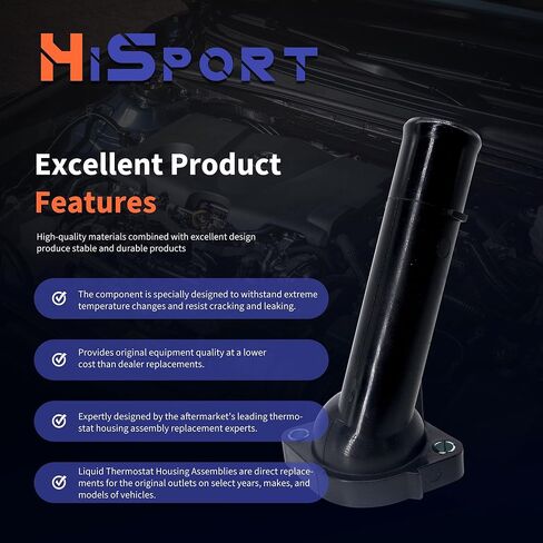 HiSport 16321-74050 Radiator Coolant Filler Water Inlet Thermostat Housing Compatible with Toyota Camry 1992-2001, Celica 1992-1999, Rav4 1996-2000, Solara 2000, 902-5000 in Kuwait