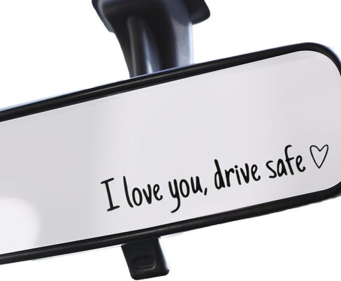 8Pcs I Love You Drive Safe Mirror Stickers, Cute Car Window Stickers And Decals, Rearview Mirror Accessories Gifts For Women & Men(Black) in Saudi Arabia