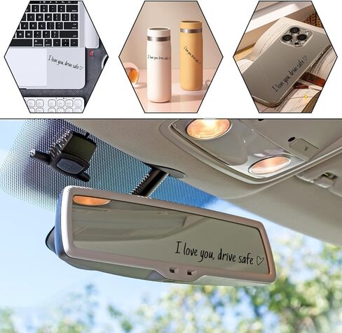 8Pcs I Love You Drive Safe Mirror Stickers, Cute Car Window Stickers And Decals, Rearview Mirror Accessories Gifts For Women & Men(Black) in Saudi Arabia