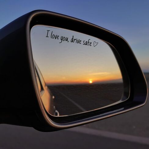 8Pcs I Love You Drive Safe Mirror Stickers, Cute Car Window Stickers And Decals, Rearview Mirror Accessories Gifts For Women & Men(Black) in Saudi Arabia