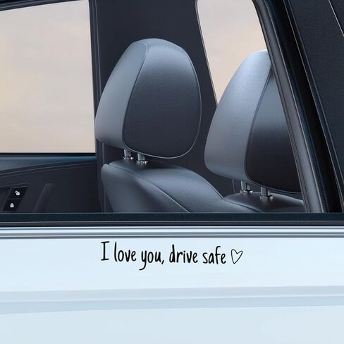 8Pcs I Love You Drive Safe Mirror Stickers, Cute Car Window Stickers And Decals, Rearview Mirror Accessories Gifts For Women & Men(Black) in Saudi Arabia