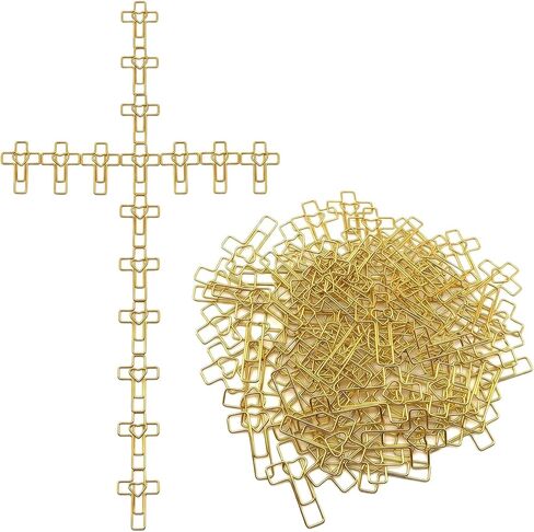 50 Pcs Gold Cross Paper Clips, Faith Heart Design Metal Bookmarks, Rust-Resistant Document Clips for Bible Study Journal Office & Religious Gift (50, Gold) in Saudi Arabia