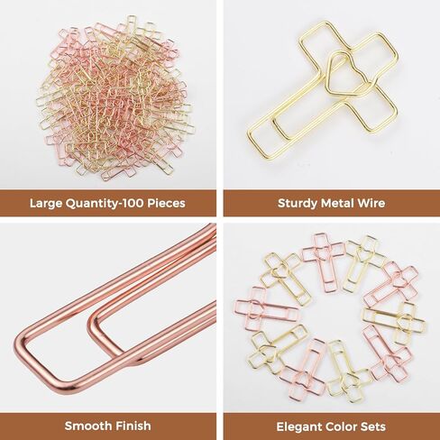 BESARME 100 Pack Heart Cross Paper Clips for Bible, Gold Paperclips Bookmarks Bible Study Supplies Christian Gifts for Women Office School Supplies Faith Decorative Binder Clips Bookmarks in Kuwait