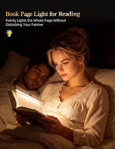 Book Page Light for Reading at Night, Flat Book Light with 3 Colors, Stepless Dimming, 1-99 Min Timer, 1200mAh Rechargeable Page Lamp with 8 Magnetic Bookmarks for Bedside Reading, Travel, Book Lovers in Saudi Arabia