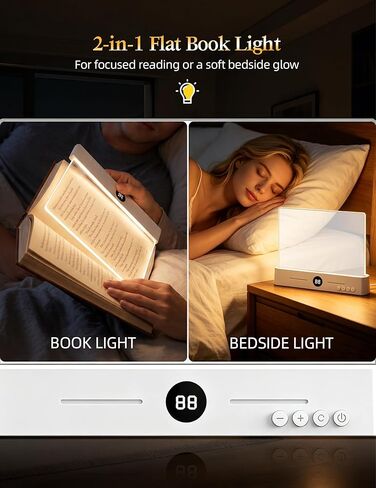 Book Page Light for Reading at Night, Flat Book Light with 3 Colors, Stepless Dimming, 1-99 Min Timer, 1200mAh Rechargeable Page Lamp with 8 Magnetic Bookmarks for Bedside Reading, Travel, Book Lovers in Saudi Arabia