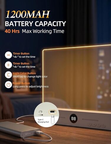 Book Page Light for Reading at Night, Flat Book Light with 3 Colors, Stepless Dimming, 1-99 Min Timer, 1200mAh Rechargeable Page Lamp with 8 Magnetic Bookmarks for Bedside Reading, Travel, Book Lovers in Saudi Arabia