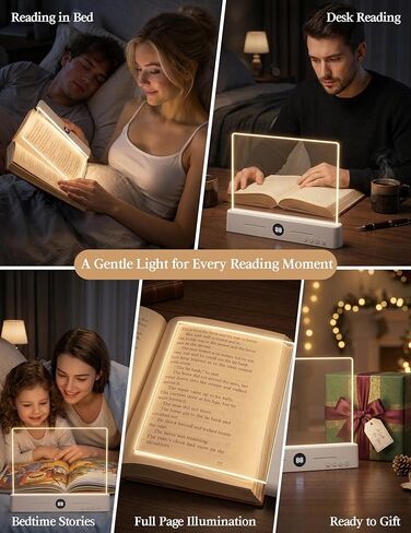 Book Page Light for Reading at Night, Flat Book Light with 3 Colors, Stepless Dimming, 1-99 Min Timer, 1200mAh Rechargeable Page Lamp with 8 Magnetic Bookmarks for Bedside Reading, Travel, Book Lovers in Saudi Arabia