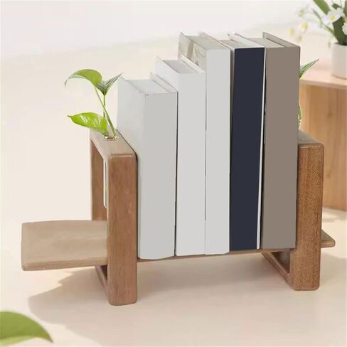 Bookshelf Home Simple Bookshelf Adjustable Desk Wooden Storage Rack with Glass Tube for Living Room Home Office in Saudi Arabia