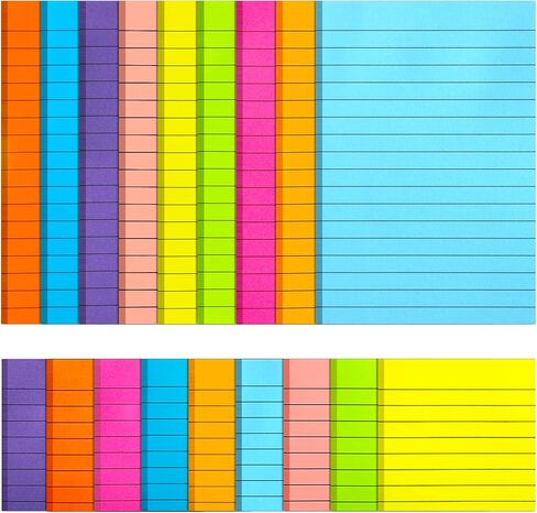 18 Pack Lined Sticky Notes 9 Bright Colors Self-Stick Note Pads with Lines 4x6 & 3x3 Super Sticking Power Memo Pads Big Rectangular Notes Pad Its for Office, School, Meeting in Kuwait