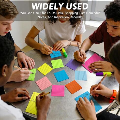 18 Pack Lined Sticky Notes 9 Bright Colors Self-Stick Note Pads with Lines 4x6 & 3x3 Super Sticking Power Memo Pads Big Rectangular Notes Pad Its for Office, School, Meeting in Kuwait