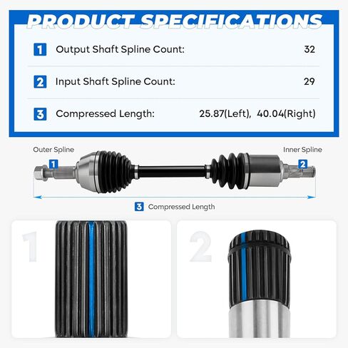 TadaMark 2PCs Front CV Axle Shaft Assembly Fits For Nissan Maxima 2009-2014 V6 3.5L(for S SV Model Only), Left Driver and Right Passenger Side, for 66-6295, 66-6306 in Kuwait