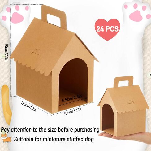 HAN SHENG 24 Pcs Dog House Shape Gift Boxes, Kraft Paper Party Favors with Handle for DIY Crafting, Puppy Birthday Party Supplies, Pet Adoption Theme Decorations in Saudi Arabia