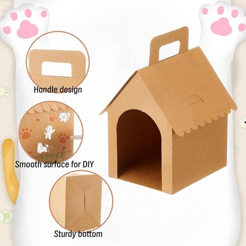 HAN SHENG 24 Pcs Dog House Shape Gift Boxes, Kraft Paper Party Favors with Handle for DIY Crafting, Puppy Birthday Party Supplies, Pet Adoption Theme Decorations in Saudi Arabia
