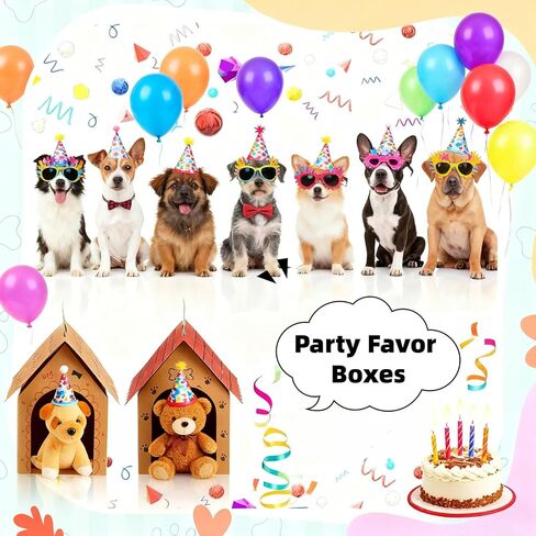 HAN SHENG 24 Pcs Dog House Shape Gift Boxes, Kraft Paper Party Favors with Handle for DIY Crafting, Puppy Birthday Party Supplies, Pet Adoption Theme Decorations in Saudi Arabia