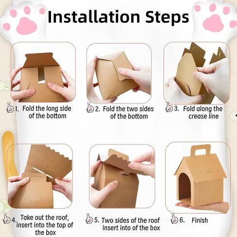 HAN SHENG 24 Pcs Dog House Shape Gift Boxes, Kraft Paper Party Favors with Handle for DIY Crafting, Puppy Birthday Party Supplies, Pet Adoption Theme Decorations in Saudi Arabia