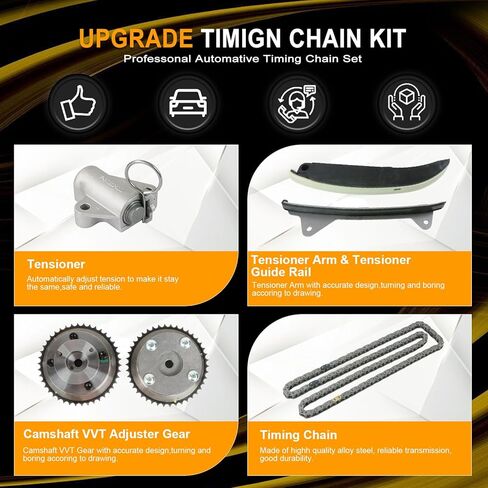 مجموعة سلسلة التوقيت PANGOLIN مع ترس VVT يناسب 2014-2016 Elantra Tucson Kia Soul Forte5 2.0L جزء استبدال السيارات، استبدال 24321-2E200 24350-2E200 24370-2E200 in Kuwait