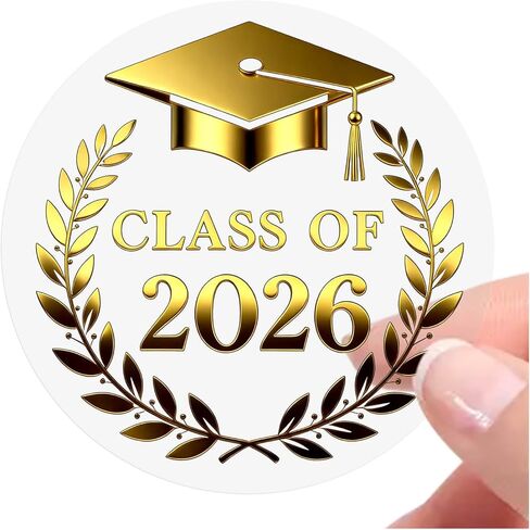 100 Pack Class of 2026 Graduation Stickers, Silver Foil Stickers - Transparent Waterproof Labels for Invitations, Envelopes, Cards, Party Favors - Graduation Party Supplies (Clear Silver Foil) in Kuwait