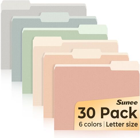 SUNEE File Folders, 30 Pack Manilla Folders 8.5 x 11, Colored File Folders Home Office School Supplies for Documents Files Paper,6 Pastel Colors in Saudi Arabia