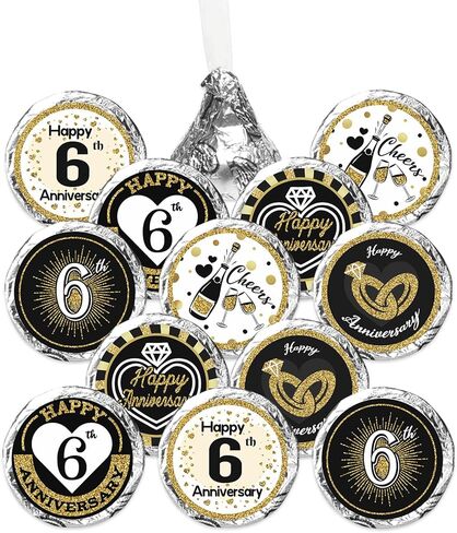 Black and Gold 65th Anniversary Kisses Stickers, 180 Count 0.75" Round Candy Labels, Chocolate Favor Stickers for 65th Wedding Anniversary Party Decorations Supplies in Saudi Arabia
