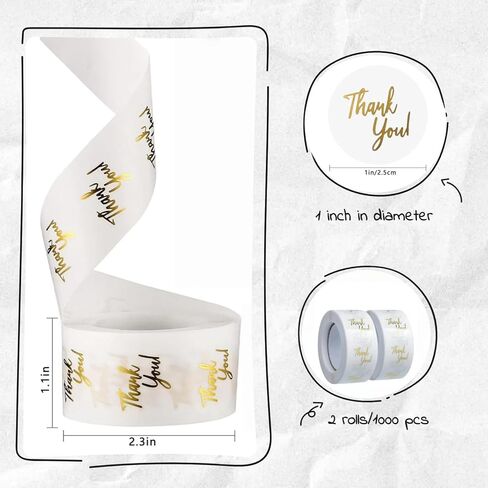 1000Pcs 1 inch Clear Self Adhesive Thank You Stickers,Round Transparent PVC Envelope Seal Labels for Business, Weddings, Festivals, Baby Showers and Birthday Parties in Saudi Arabia