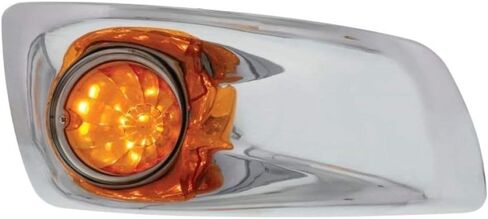United Pacific 42732 Bumper Guide Light Bumper Light Bezel, Rh, With 17 Led Watermelon Light, For 2007 2017 Kw T660, Amber Led/Amber Lens in Kuwait