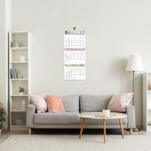 Calendar 2026-2027 - 3-Month Wall Calendar 2026-2027 Vertical Display (Folded in a Month), May 2026 - June 2027, 11" x 26" in Saudi Arabia