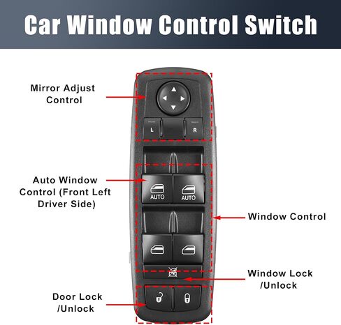 X AUTOHAUX 68289802AB Front Left Driver Side Car Power Window Switch for Dodge Durango 2016-2022 for Jeep Grand Cherokee 2016-2021 in Kuwait