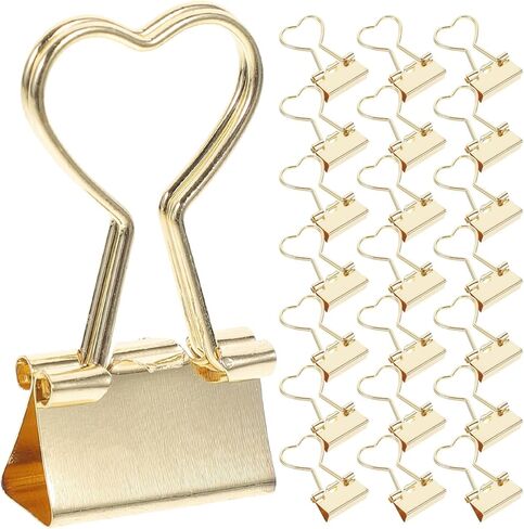 BESPORTBLE Heart Shape Binder Clips 24 Pack Metal Paper Clips with Cute Heart Handles for Document Organization Office Home School Supplies in Kuwait