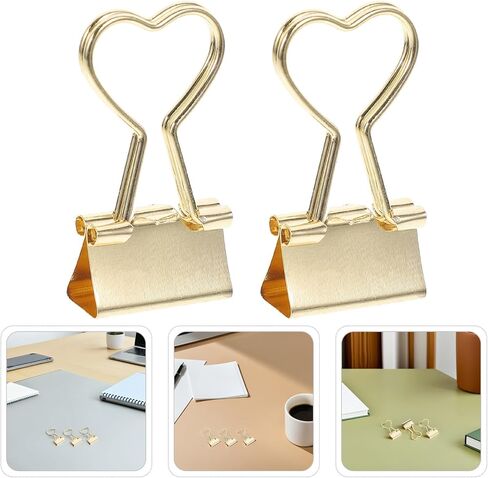 BESPORTBLE Heart Shape Binder Clips 24 Pack Metal Paper Clips with Cute Heart Handles for Document Organization Office Home School Supplies in Kuwait