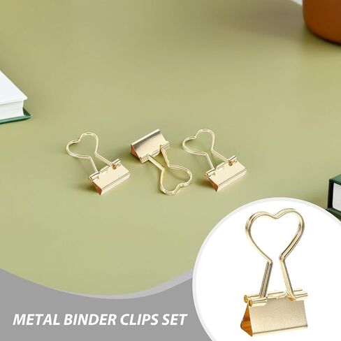 BESPORTBLE Heart Shape Binder Clips 24 Pack Metal Paper Clips with Cute Heart Handles for Document Organization Office Home School Supplies in Kuwait