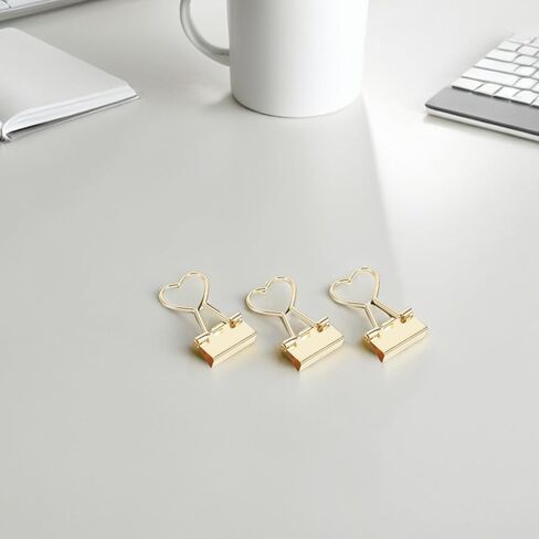 BESPORTBLE Heart Shape Binder Clips 24 Pack Metal Paper Clips with Cute Heart Handles for Document Organization Office Home School Supplies in Kuwait