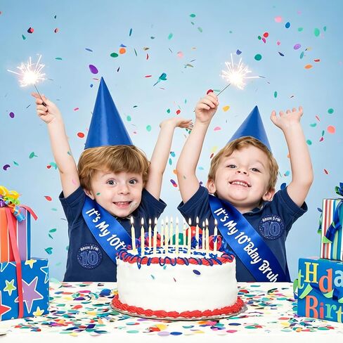 10th Birthday Decorations Gift Boy - 2 Pcs It's My 10th Bday Bruh Sash Bruh I'm 10 Pin Badge Blue Silver Party Supplies Gift for Boys 10 Year Old Birthday Party Decor Accessories in Saudi Arabia