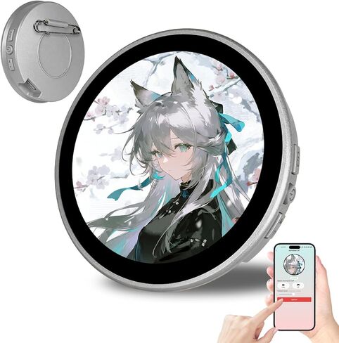 Digital Badge Pin,1.8" IPS Touchscreen Electronic Name Tag, Magnetic Adsorption, Supports Video/Photo/LOGO Display, Cool Fandom Badge for Anime/Star/Football Team Fans in Saudi Arabia