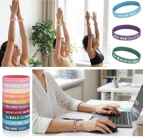 200 Pcs Motivational Silicone Wristbands, Colorful Inspirational Quote Rubber Bracelets Bulk with Positive Affirmations, for Team Building Office Gifts Party Favors Mental in Kuwait