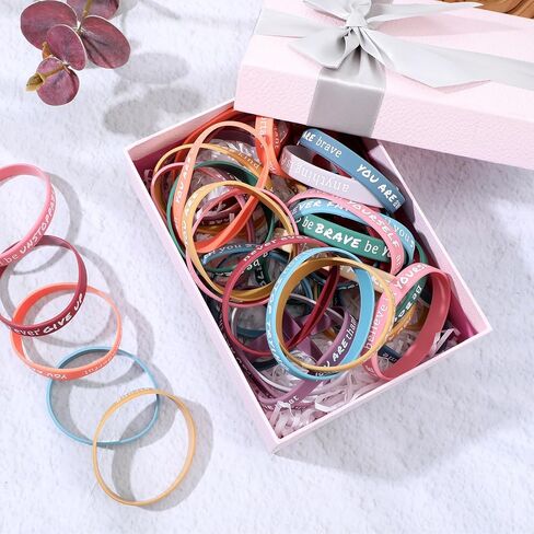 200 Pcs Motivational Silicone Wristbands, Colorful Inspirational Quote Rubber Bracelets Bulk with Positive Affirmations, for Team Building Office Gifts Party Favors Mental in Kuwait