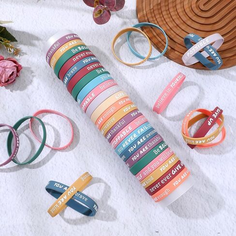 200 Pcs Motivational Silicone Wristbands, Colorful Inspirational Quote Rubber Bracelets Bulk with Positive Affirmations, for Team Building Office Gifts Party Favors Mental in Kuwait
